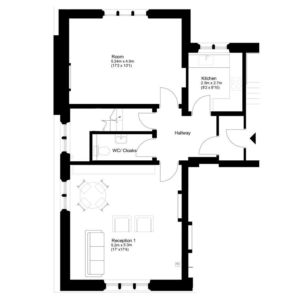 Plot 7 Floor Plan 1st Floor, Oakley Gardens Development - Dion Homes - London, Surrey NT1 3GJ