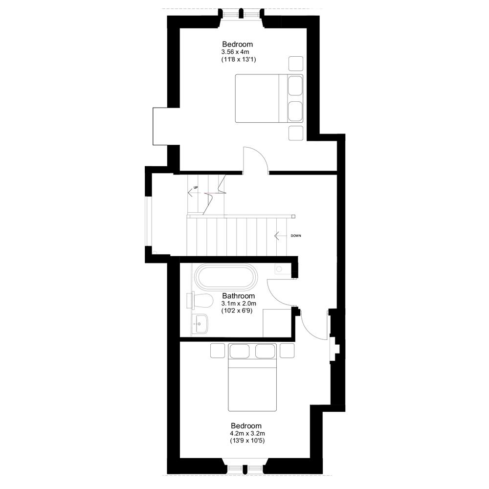 Plot 7 Floor Plan 2nd Floor, Oakley Gardens Development - Dion Homes - London, Surrey NT1 3GJ