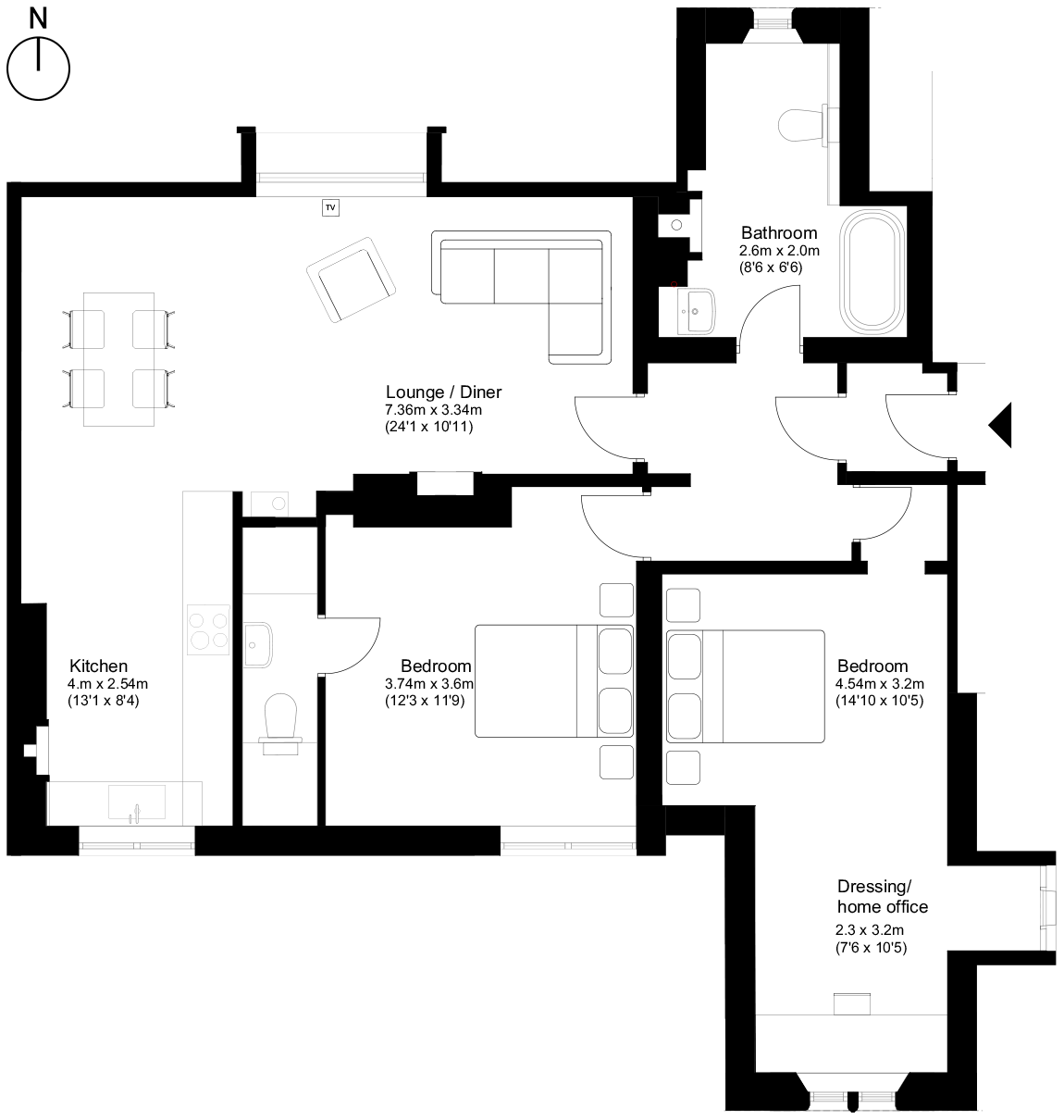 Plot 8 floor plans Oakley Gardens Development - Dion Homes - London, Surrey NT1 3GJ