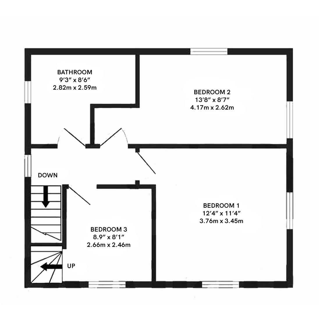 Plot 14 1st floor plan Oakley Gardens Development - Dion Homes - London, Surrey NT1 3GJ